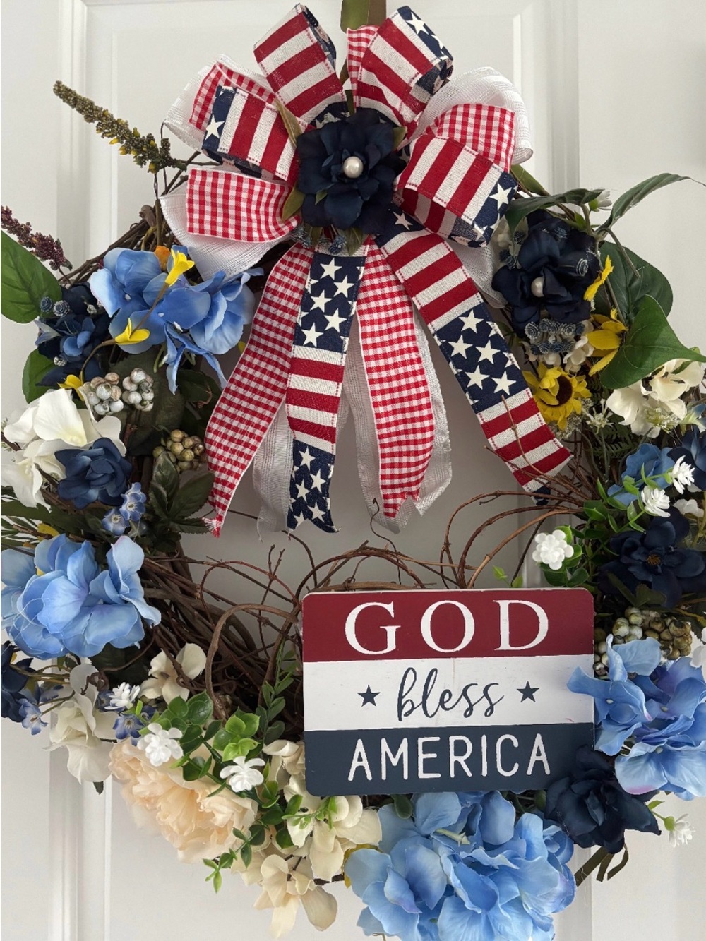 Patriotic Americana 4thOfJuly Wreath God Bless America' Grapevine Final Sale